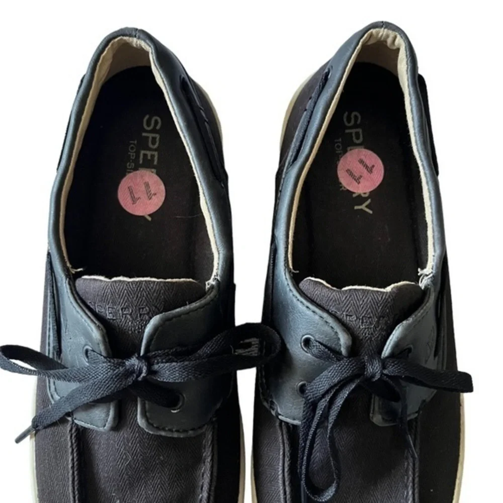Sperry Top-Sider Men’s Black Canvas Lace Up Boat Deck Shoes Size‎ 11